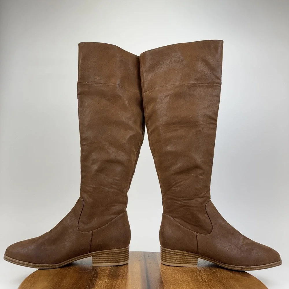 New Womens MIA Carsyn Brown Faux Leather Zip Over The Knee Boots Size 8.5 M NWOB